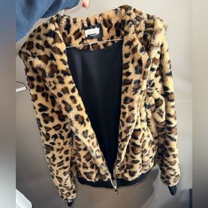 Forever 21 cheetah zip up with hood. Dry cleaned